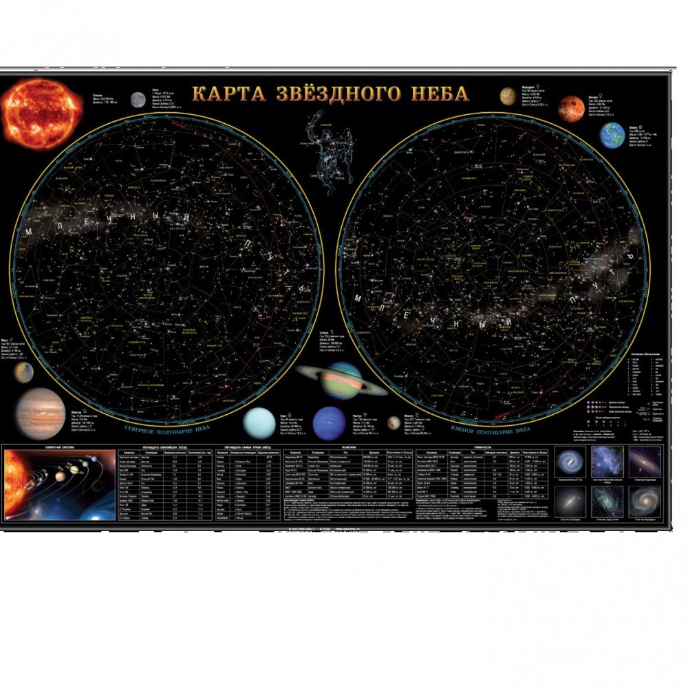 Звездное небо/планеты настенная карта 58х38 бумага  (изд. ДонГИС) Медведь Калуга