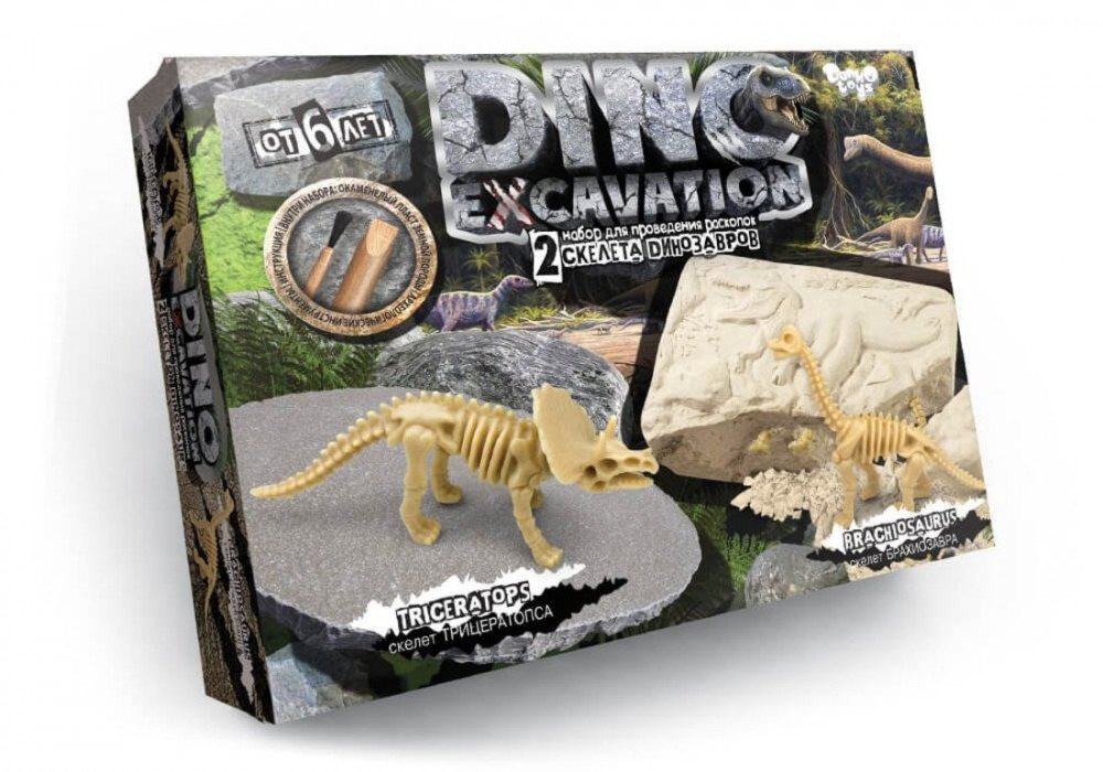 Набор для проведения раскопок Dino Excavation Динозавры (Трицератопс и Брахиозавр) Медведь Калуга