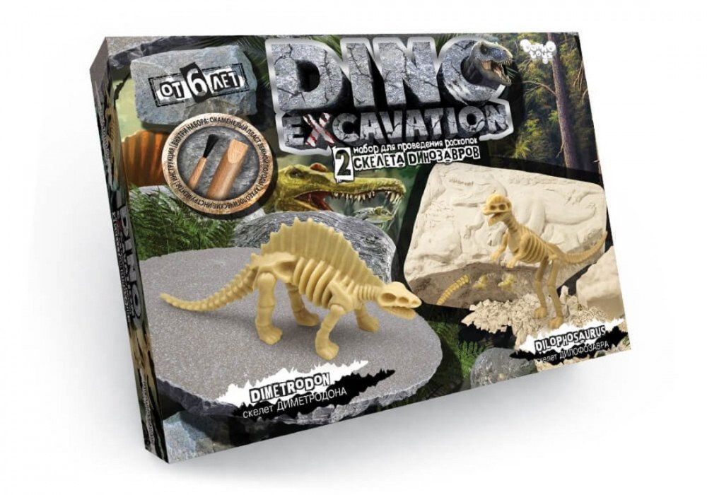 Набор для проведения раскопок Dino Excavation Динозавры (Диметродон и Дилофозавр) Медведь Калуга