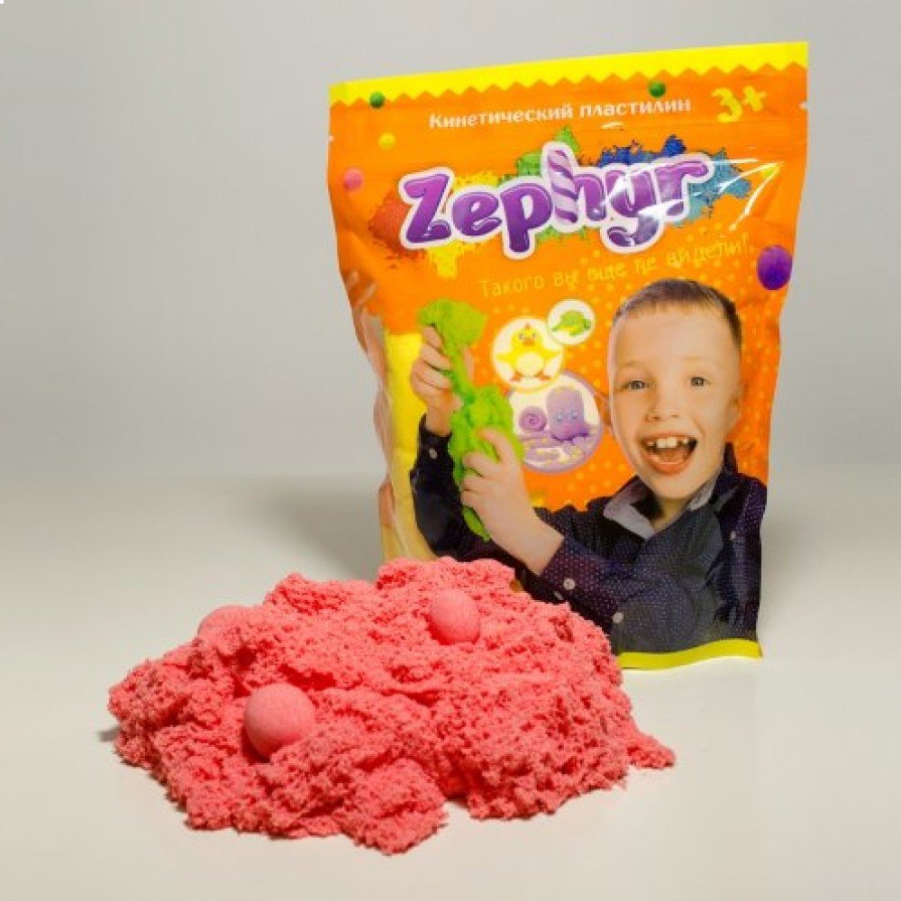 Кинетический пластилин "Zephyr"-розовый 0,3 кг (Дой-пак) Медведь Калуга