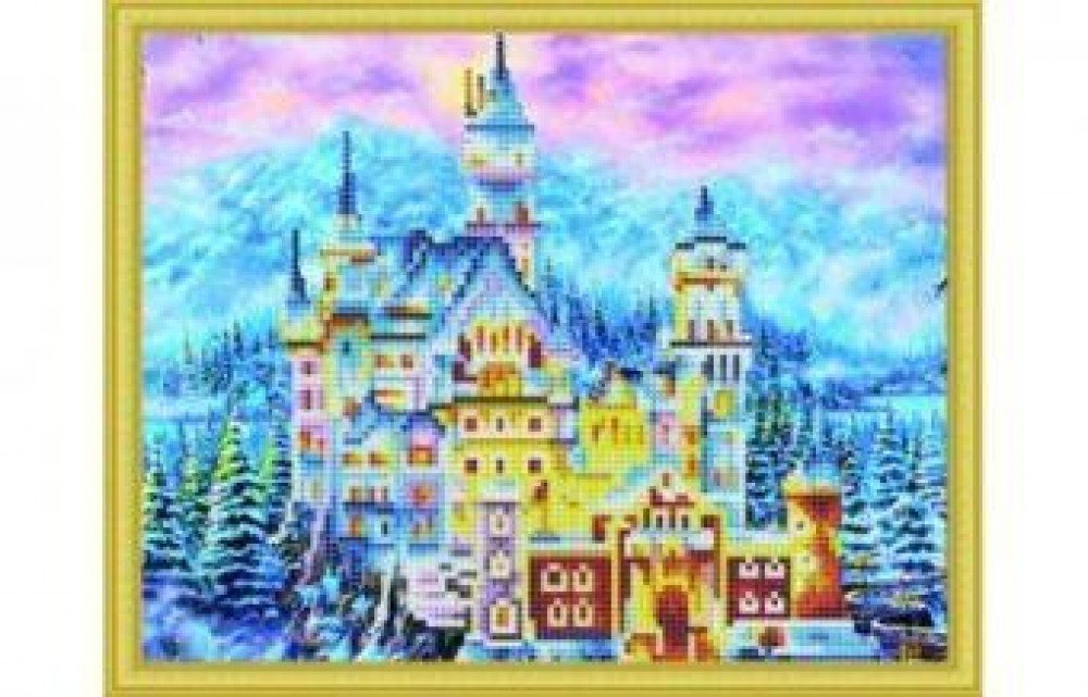 Алмазная мозаика Зимний замок Нойшванштайн, 30х40 см Медведь Калуга