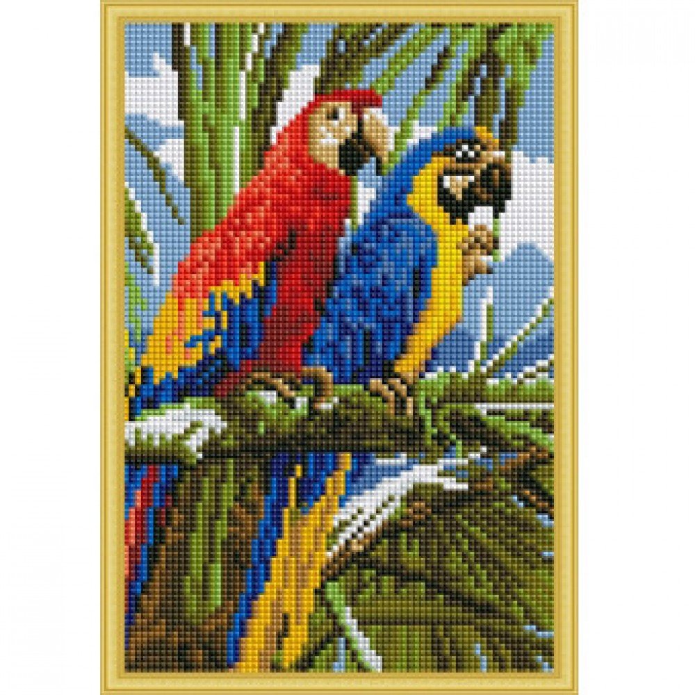Алмазная мозаика Яркие попугаи, 22х32 см Медведь Калуга