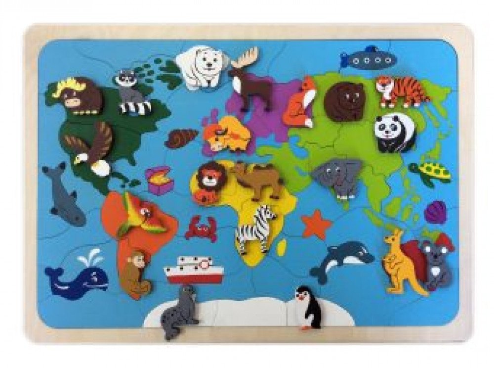 Мозаика-вкладыш Карта мира, 82 детали Медведь Калуга