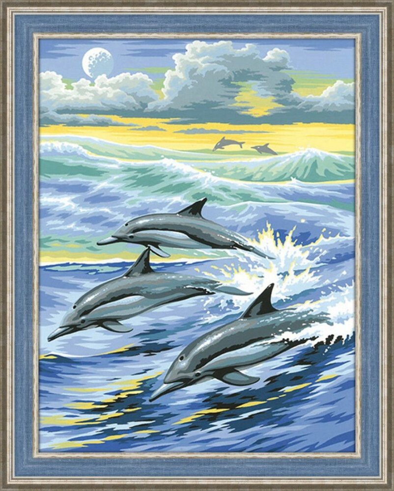 Алмазная живопись Семья дельфинов, 30*40 см Медведь Калуга