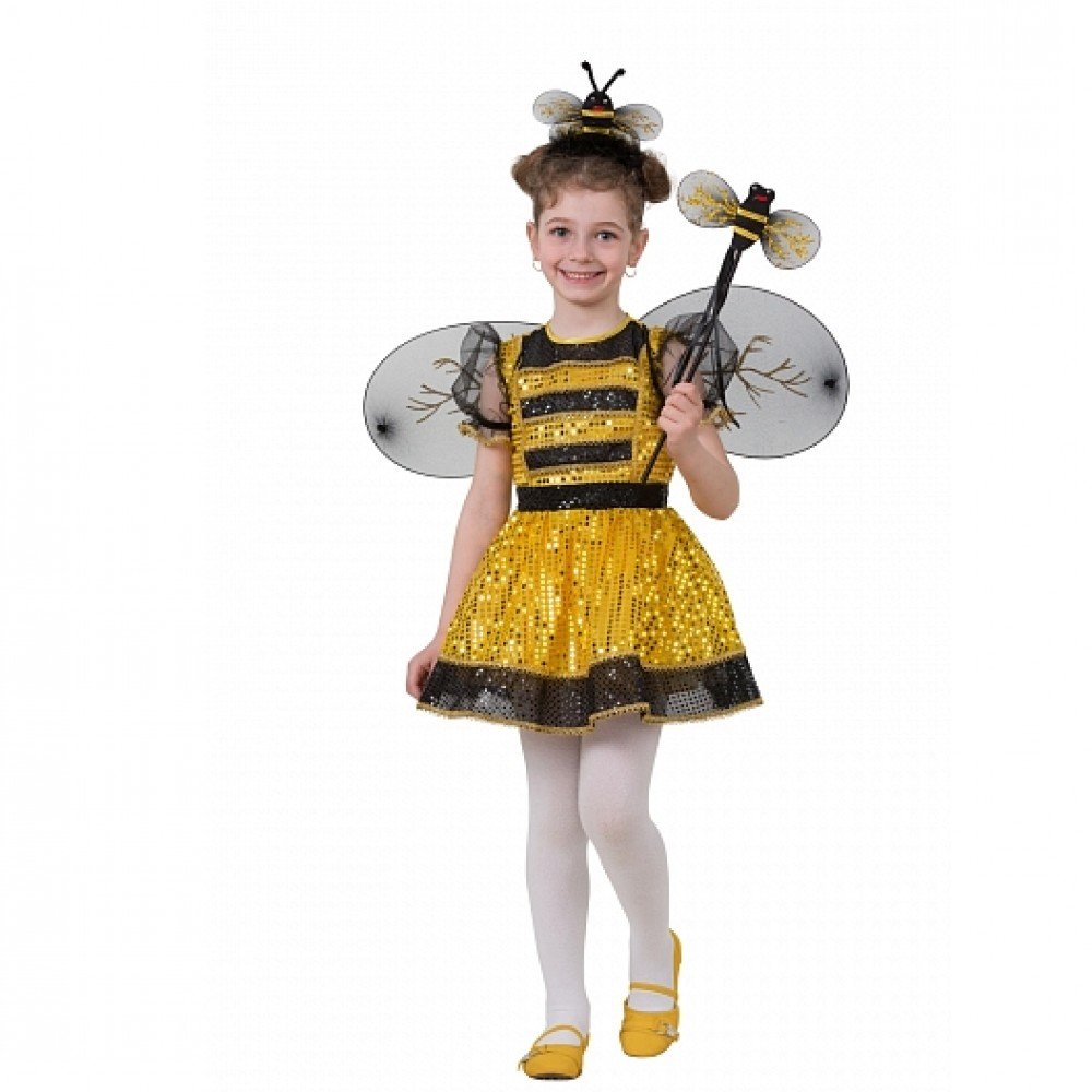 8024 Карнавальный костюм "ПЧЕЛКА" (платье , набор пчелки) текстиль р.28 (Полный комплект (набор Пчел Медведь Калуга