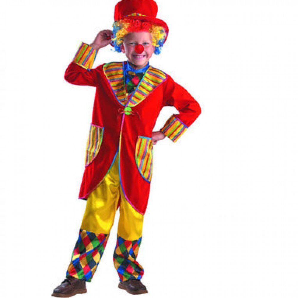 926 Карнавальный костюм "Клоун Франт" красный (пальто,брюки, рубаха с галстуком,  шляпа, парик и  но Медведь Калуга