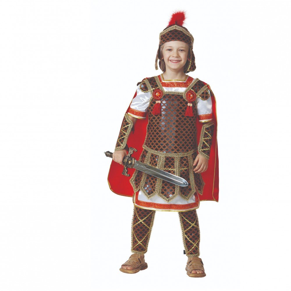 418 Карнавальный костюм "ГЛАДИАТОР" (рубаха, кольчуга с плащом, щиты рук, щиты ног, шлем, меч) (Зв.м Медведь Калуга
