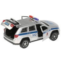 289680   Машина металл свет-звук "jeep grand cherokee полиция" 12см, инерц., серебр. Технопарк в кор Медведь Калуга
