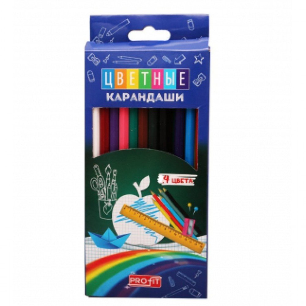 Цв пл. 24 Цветные карандаши 2м. Profit карандаши. Цветные карандаши для школы
