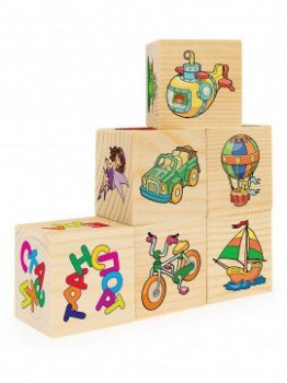 Кубики Игрушки фигуры, обувь, дикие животные, транспорт, еда, сказки, 6 кубиков Медведь Калуга