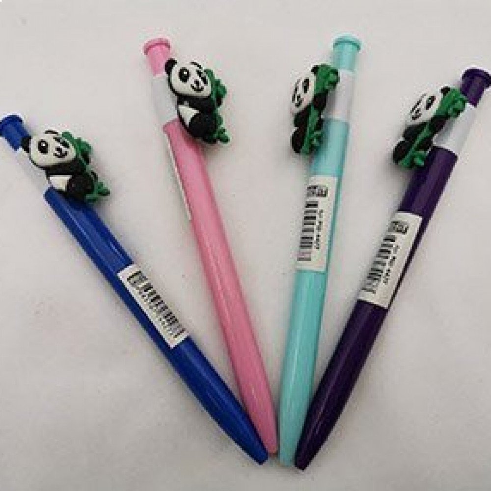 Ручка шариковая Синяя автоматическая Панда,  коробка пластиковая 1/40 Медведь Калуга