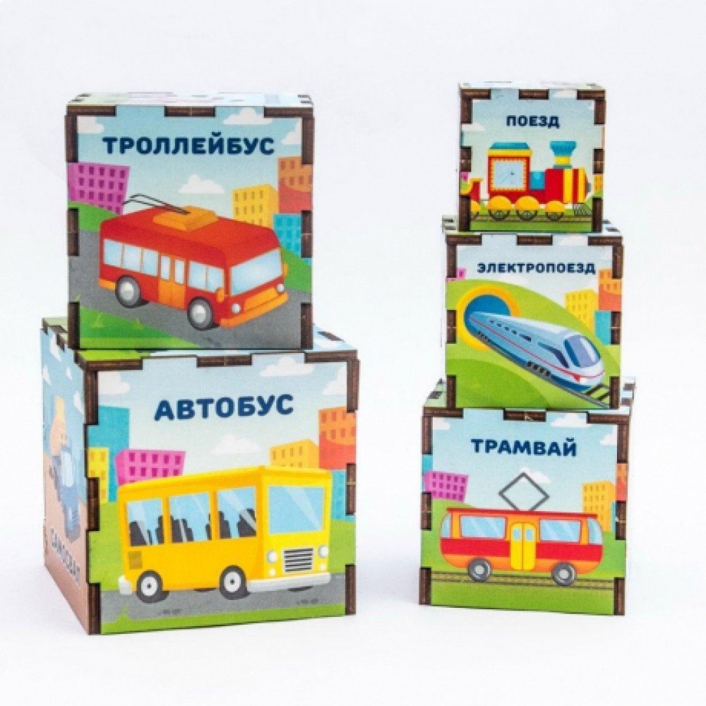 Сортер-пирамидка, Транспорт, 5 куб. Медведь Калуга