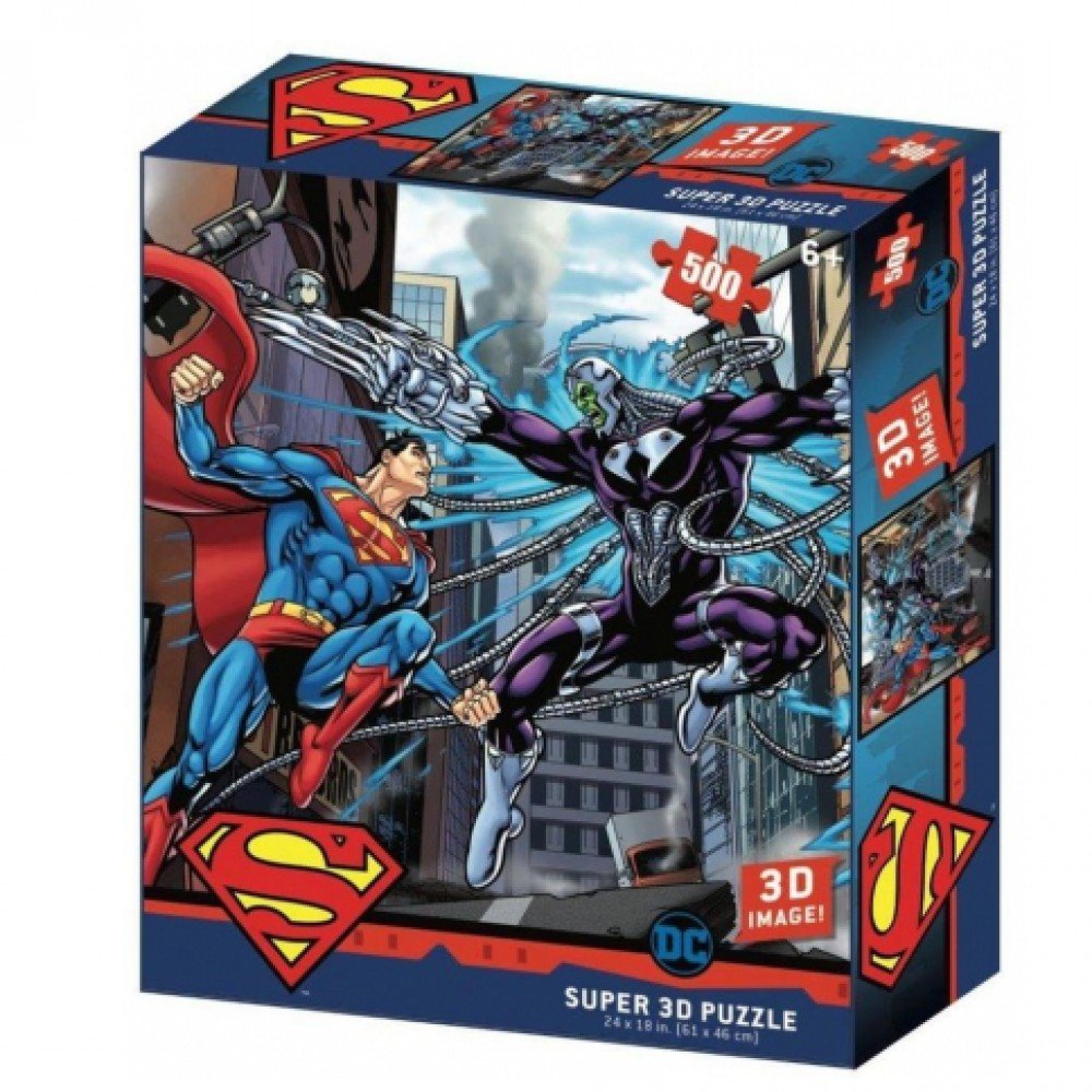 Пазл Super 3D Супермен против Электро, 500 детал. Медведь Калуга