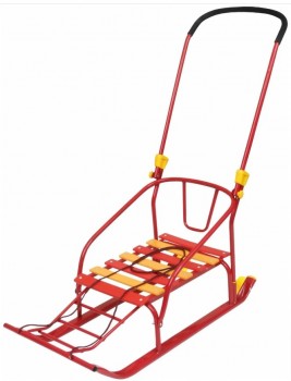 Санки Тимка 6 Комфорт с большим колесом красный Медведь Калуга