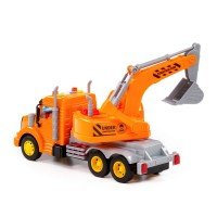 "Профи", автомобиль-экскаватор инерционный (со светом и звуком) (оранжевый) (в коробке) Медведь Калуга