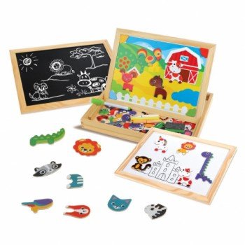 Бизи-чемоданчик "Животные": доска для рисования, меловая доска, фигурки на магнитах, 2 игровых фона, Медведь Калуга
