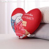 Мягкая игрушка - антистресс сердце "Любовь согревает" мишки 1902609 Медведь Калуга