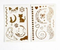 Детские татуировки-переводки, 10?15 см, набор 2 листа, золото, «Котики, сердца и звёзды» Медведь Калуга