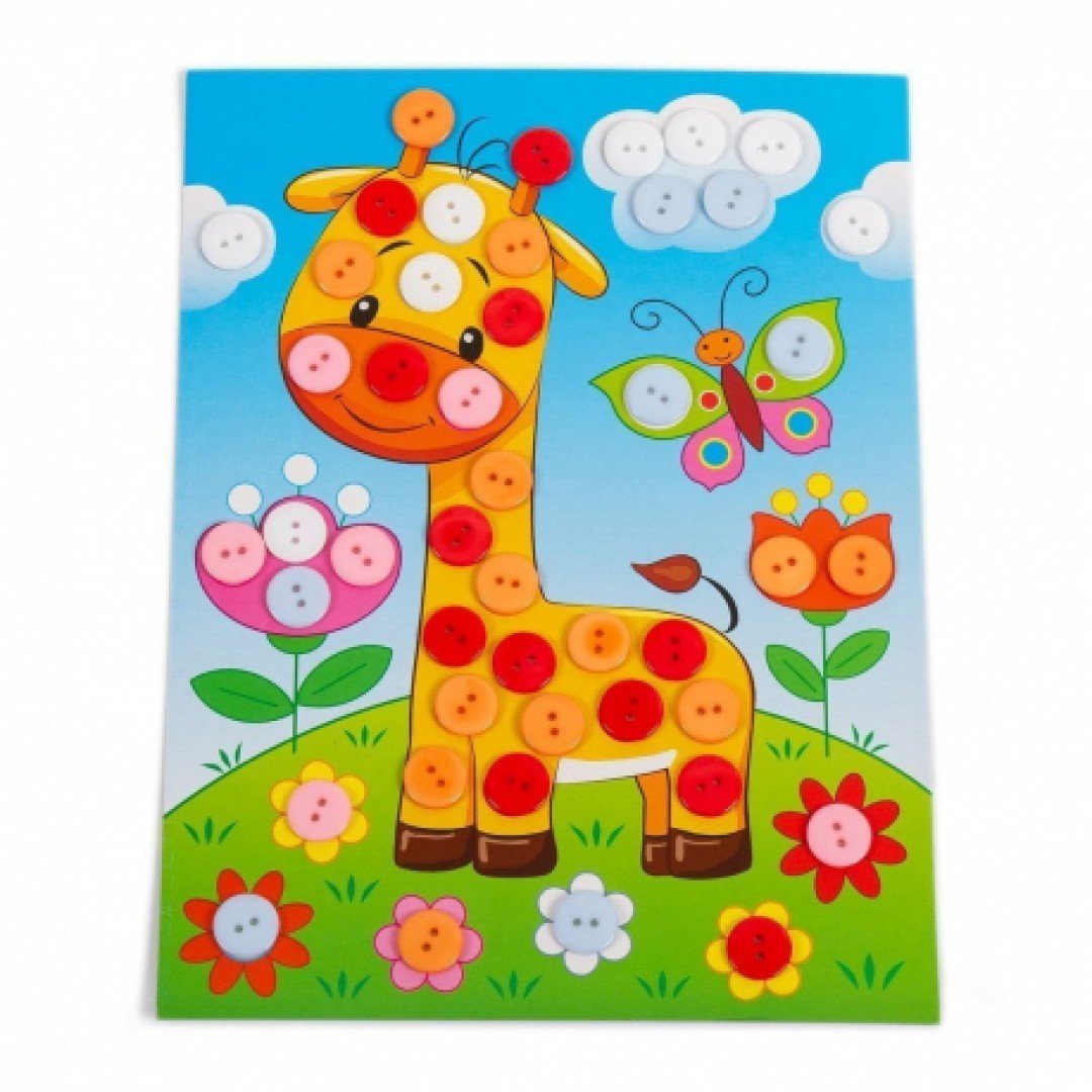 Картинка из пуговиц мини Жираф Медведь Калуга