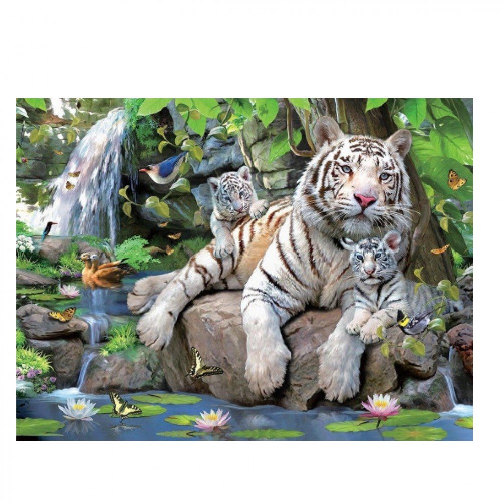 Пазл Super 3D Белые тигры Бенгалии, 100 детал. Медведь Калуга