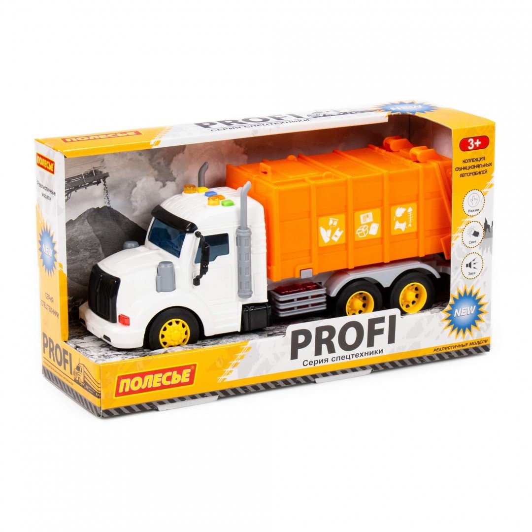 "Профи", автомобиль коммунальный инерционный (со светом и звуком) (оранжевый) (в коробке) Медведь Калуга