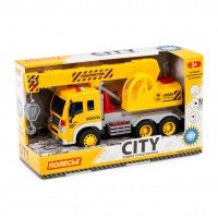 "Сити", автомобиль-кран инерционный (со светом и звуком) (жёлтый) (в коробке) Медведь Калуга