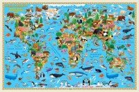 Карта Мира настенная двухсторонняя. Наша планета. Животный и растительный мир. 58х38 см. ГЕОДОМ (ISB Медведь Калуга