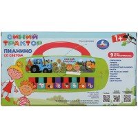 304440   Электропианино Синий ТРАКТОР 9 песен из м/ф, учим цифры, свет, на бат., в кор. Умка в кор.7 Медведь Калуга
