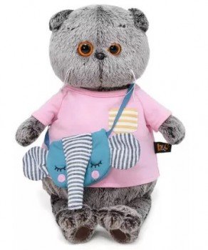 Басик в футболке и с сумочкой-слоник 22 см Медведь Калуга