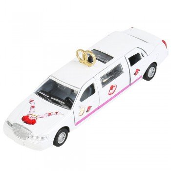 154580   Машина металл свет-звук лимузин свадебный, 17 см, двери, люк, инерц., кор. Технопарк в кор. Медведь Калуга