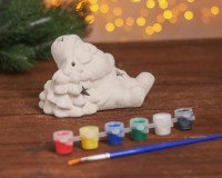 Набор для творчества подсвечник под раскраску «Дед Мороз с ёлкой» краски 6 шт. по 3 мл, кисть Медведь Калуга