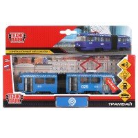 316126   Модель металл свет-звук ТРАМВАЙ с гармош., 19 см, двери, инерц., кор. Технопарк в кор.2*24ш Медведь Калуга