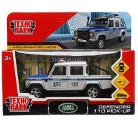 317585   Машина металл LAND ROVER DEFENDER PICKUP ПОЛИЦИЯ 12 см, двери, багажн, кор. Технопарк в кор Медведь Калуга