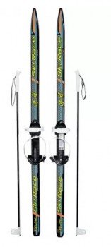 Лыжи подростковые Ski Race с палками стеклопластик, унив.крепление, (140/105) Медведь Калуга