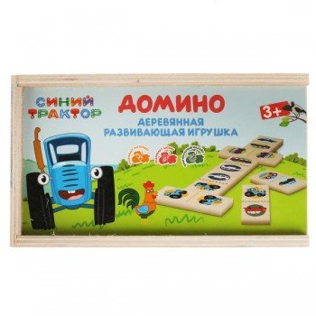 317764   Игрушка деревянная Синий ТРАКТОР домино Буратино в кор.120шт Медведь Калуга