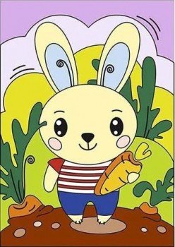 Ркн-007 Картина по номерам для малышей "Зайчик с морковкой" Медведь Калуга