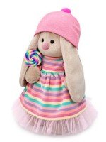 Зайка Ми в полосатом платье с леденцом 25 см Медведь Калуга