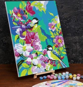 Картина по номерам на холсте с подрамником "Птицы в цветах" 40*50 см 4971865 Медведь Калуга