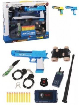 Игр.набор Полиция, в комплекте: пистолет, м/пули 10шт., предметов 7шт., коробка, в ассортименте Медведь Калуга