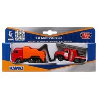 312434   Машина металл KAMAZ ЭВАКУАТОР, 7,5 см+урал ПОЖАРНЫЙ 7,5 см, кор. Технопарк в кор.2*72шт Медведь Калуга