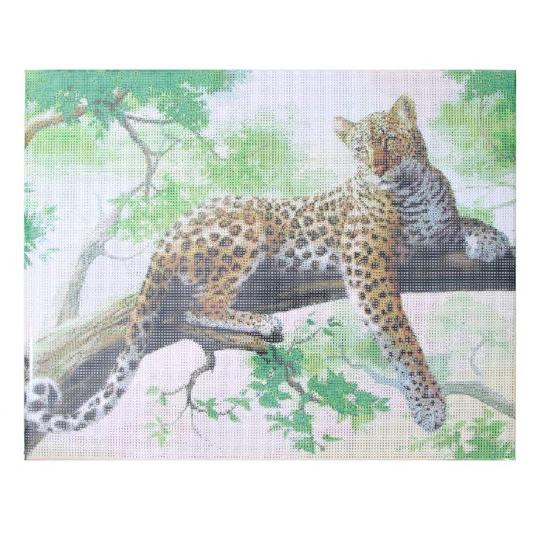 Алмазная мозаика на подрамнике с полным заполнением «Грациозный леопард», 40х50см Медведь Калуга