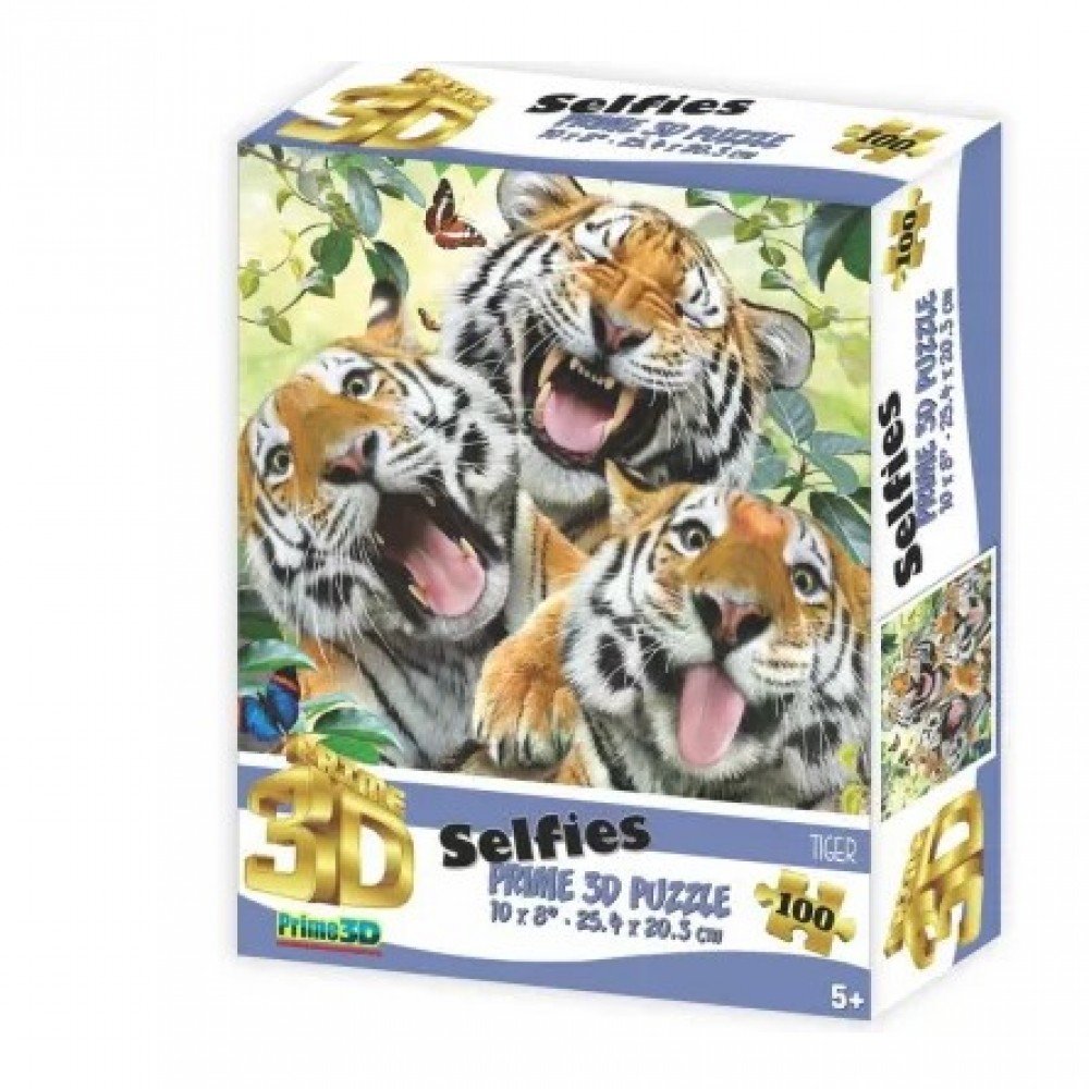 Пазл Super 3D Тигры селфи, 100 детал. Медведь Калуга