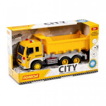 "Сити", автомобиль-самосвал инерционный (со светом и звуком) (жёлтый) (в коробке) Медведь Калуга