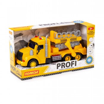 "Профи", автомобиль с подъёмником инерционный (со светом и звуком) (жёлтый) (в коробке) Медведь Калуга