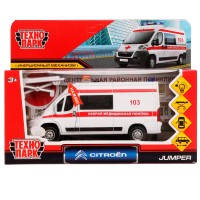 329855   Машина металл свет-звук CITROEN JUMPER СКОРАЯ 14 см, двер, инер, белый, кор. Технопарк в ко Медведь Калуга