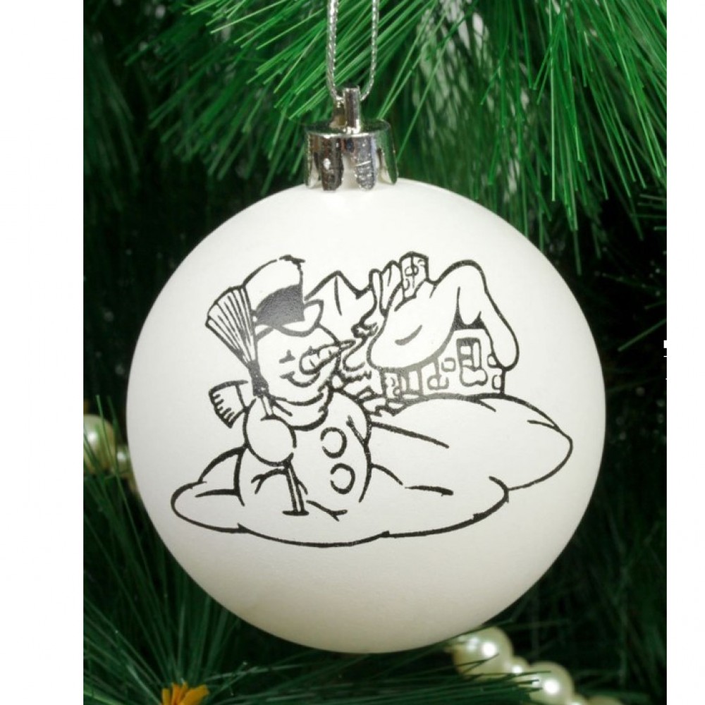 Новогоднее елочное украшение под раскраску "Снеговик" размер шара 6 см 2389261 Медведь Калуга
