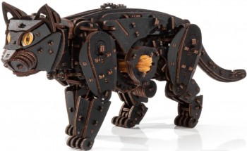 Сборная модель деревянная, конструктор 3D EWA Механический Черный Кот (Кошка) Медведь Калуга