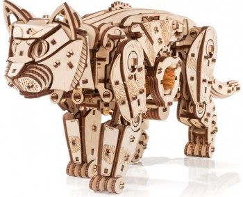 Сборная модель деревянная, конструктор 3D EWA Механический Кот (Кошка) Медведь Калуга