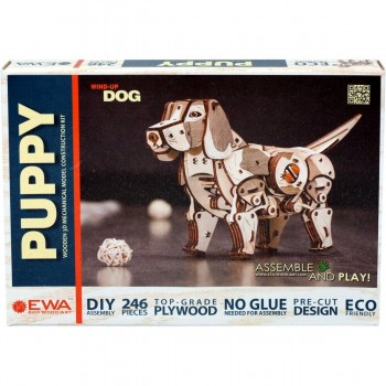 Конструктор деревянный 3D EWA Механический щенок Puppy Медведь Калуга