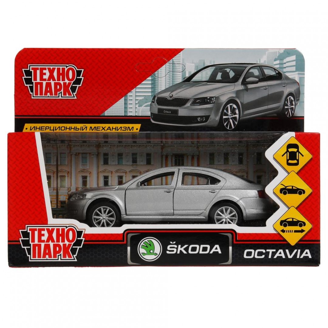 Купить 278449 Машина металл SKODA OCTAVIA длина 12 см, двери, багаж,  серебристый, кор. Технопарк в кор.2*36 - Медведь Калуга